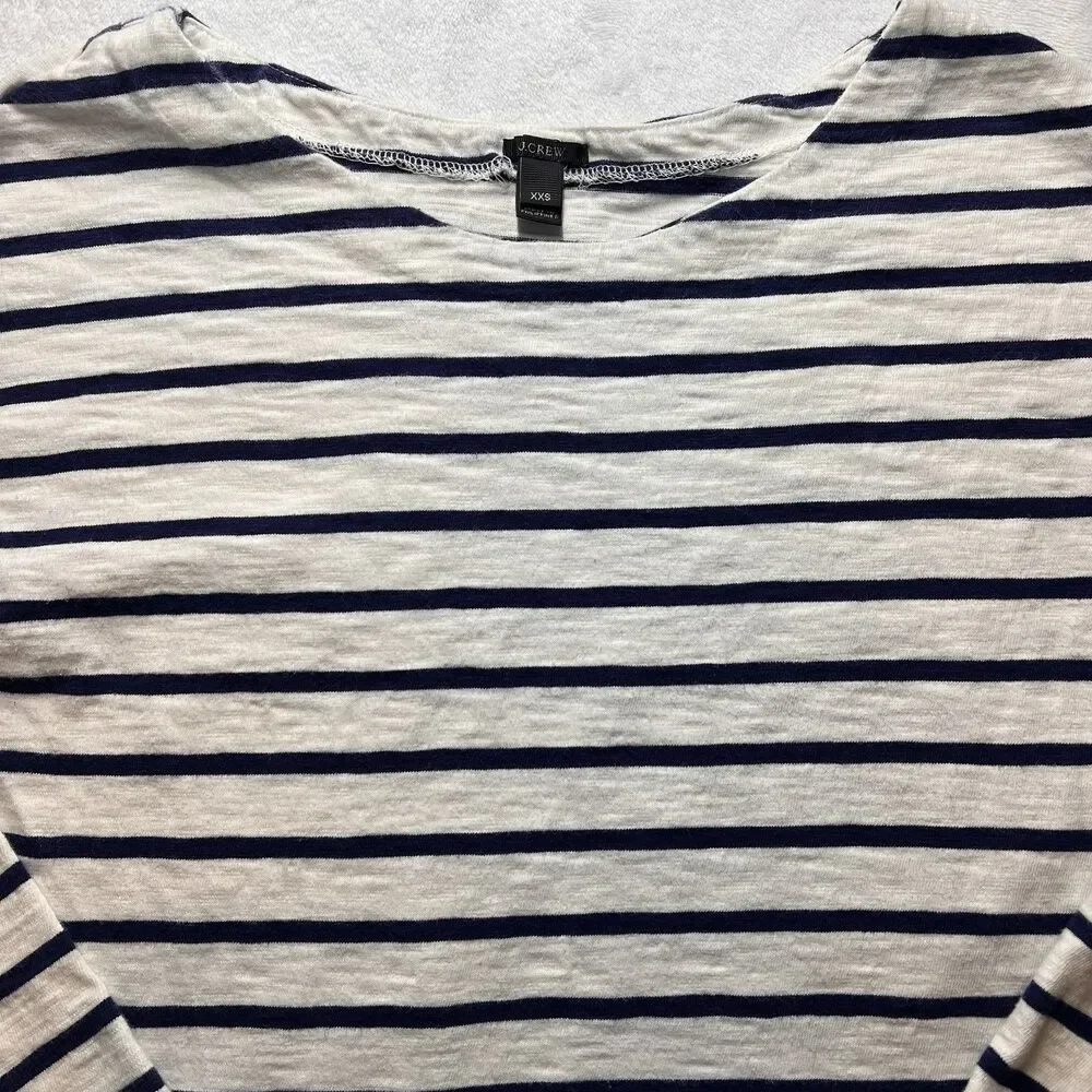 J.Crew Women’s Navy & White Knit Boatneck Top Size XXS Nautical Coastal